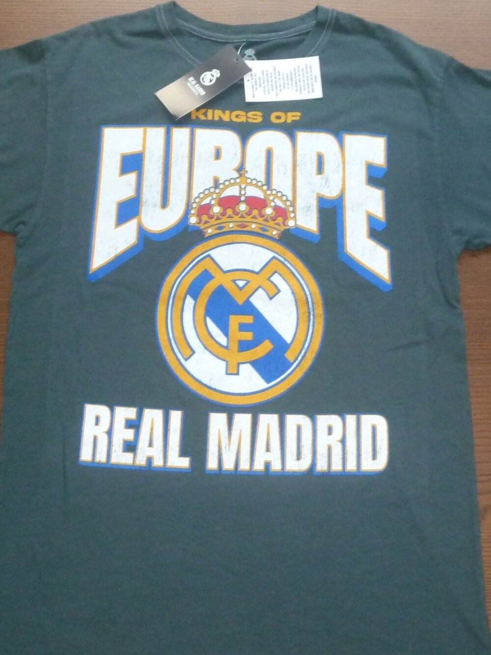 Real Madrid T-Shirt Men Grey New Kings of Europe Graphic Soccer Football Tee